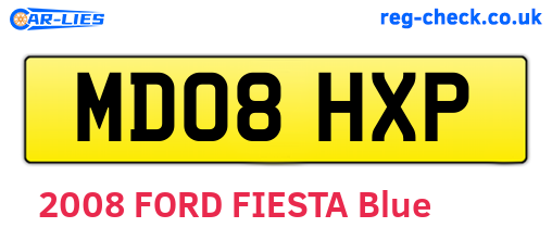MD08HXP are the vehicle registration plates.