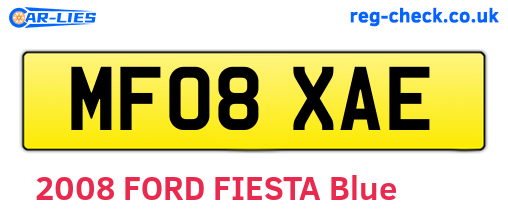 MF08XAE are the vehicle registration plates.