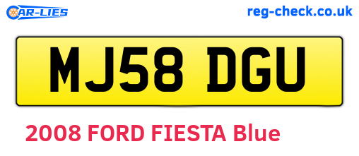 MJ58DGU are the vehicle registration plates.