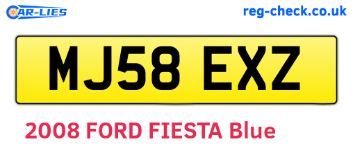 MJ58EXZ are the vehicle registration plates.