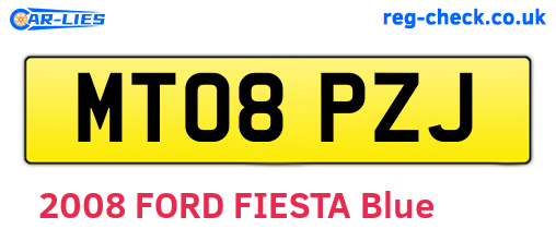 MT08PZJ are the vehicle registration plates.