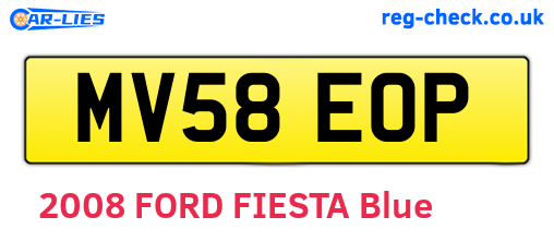 MV58EOP are the vehicle registration plates.