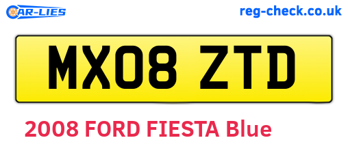 MX08ZTD are the vehicle registration plates.