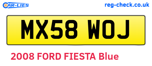MX58WOJ are the vehicle registration plates.