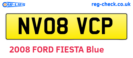 NV08VCP are the vehicle registration plates.