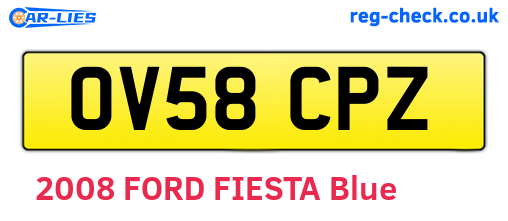 OV58CPZ are the vehicle registration plates.