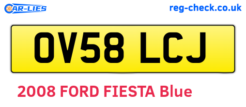 OV58LCJ are the vehicle registration plates.