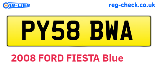 PY58BWA are the vehicle registration plates.