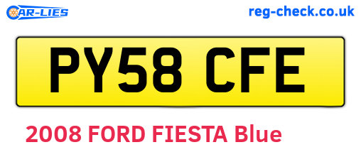 PY58CFE are the vehicle registration plates.