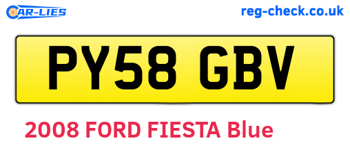 PY58GBV are the vehicle registration plates.
