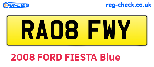 RA08FWY are the vehicle registration plates.