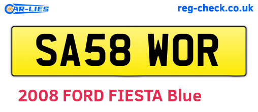 SA58WOR are the vehicle registration plates.