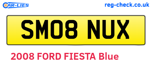 SM08NUX are the vehicle registration plates.
