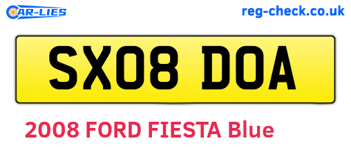 SX08DOA are the vehicle registration plates.