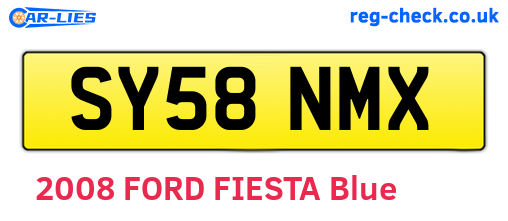 SY58NMX are the vehicle registration plates.