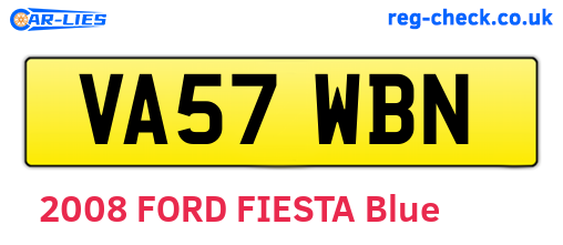 VA57WBN are the vehicle registration plates.