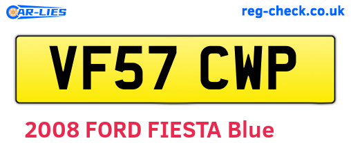 VF57CWP are the vehicle registration plates.
