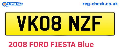 VK08NZF are the vehicle registration plates.