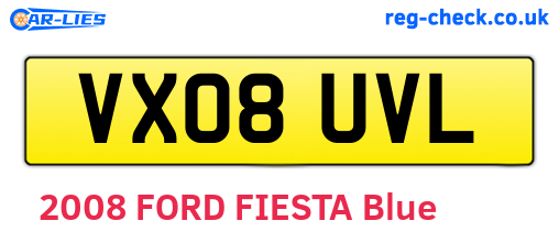 VX08UVL are the vehicle registration plates.
