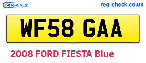 WF58GAA are the vehicle registration plates.
