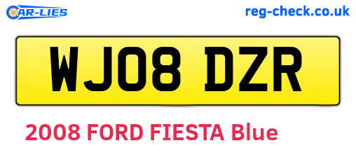 WJ08DZR are the vehicle registration plates.