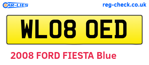 WL08OED are the vehicle registration plates.
