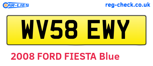 WV58EWY are the vehicle registration plates.