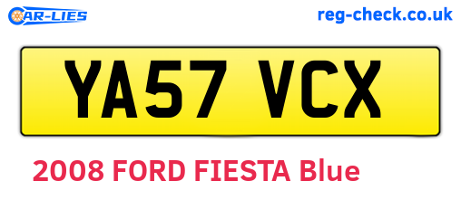YA57VCX are the vehicle registration plates.