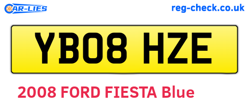 YB08HZE are the vehicle registration plates.