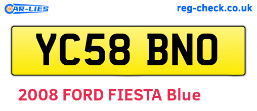 YC58BNO are the vehicle registration plates.