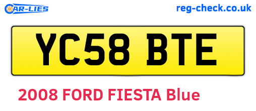 YC58BTE are the vehicle registration plates.