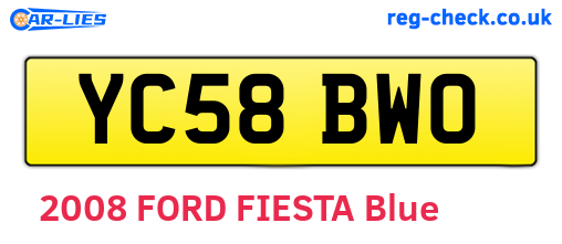 YC58BWO are the vehicle registration plates.
