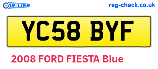 YC58BYF are the vehicle registration plates.