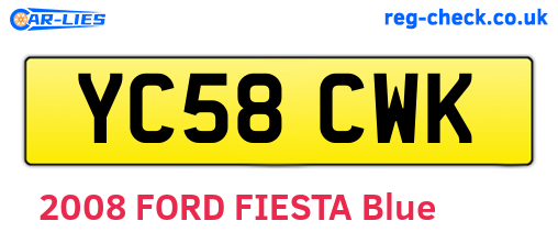 YC58CWK are the vehicle registration plates.
