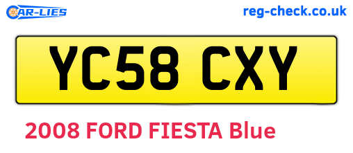 YC58CXY are the vehicle registration plates.