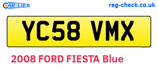 YC58VMX are the vehicle registration plates.