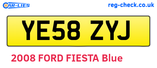 YE58ZYJ are the vehicle registration plates.