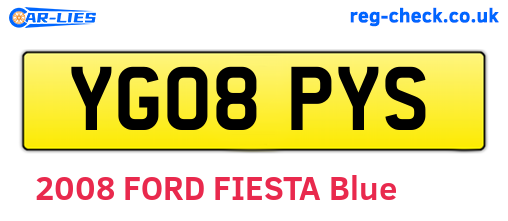 YG08PYS are the vehicle registration plates.