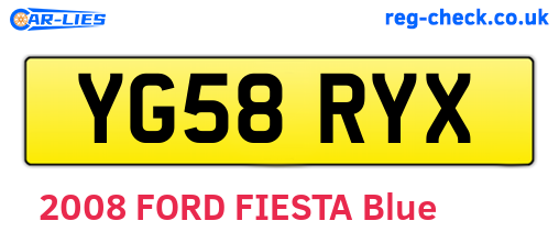 YG58RYX are the vehicle registration plates.