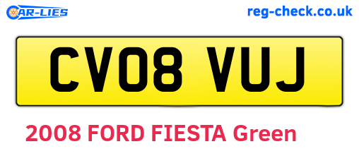 CV08VUJ are the vehicle registration plates.