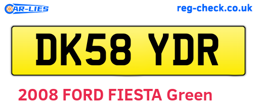 DK58YDR are the vehicle registration plates.