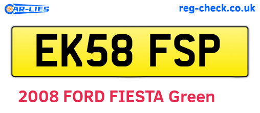 EK58FSP are the vehicle registration plates.