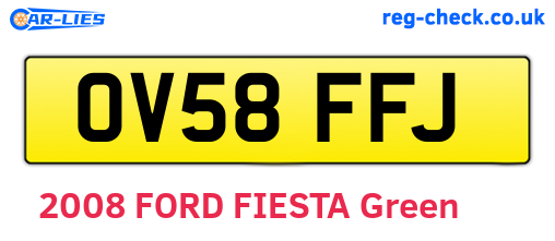 OV58FFJ are the vehicle registration plates.