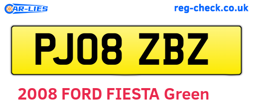 PJ08ZBZ are the vehicle registration plates.