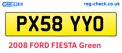 PX58YYO are the vehicle registration plates.