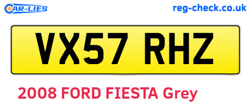 VX57RHZ are the vehicle registration plates.