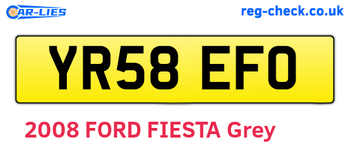 YR58EFO are the vehicle registration plates.
