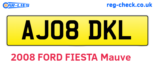 AJ08DKL are the vehicle registration plates.