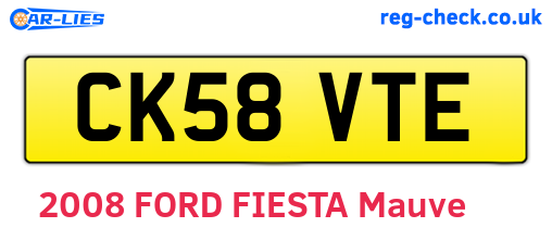 CK58VTE are the vehicle registration plates.
