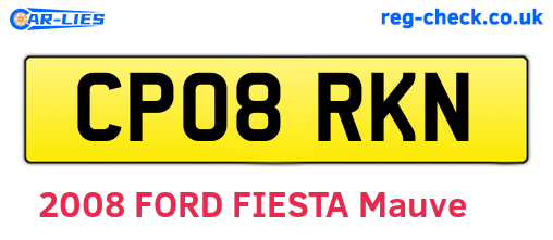 CP08RKN are the vehicle registration plates.